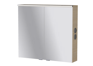 AQ400 LED-Spiegelschrank Mod R 2 Türen m Kranzb. 700x804x160mm, K: Weiß Matt