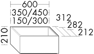 Burgbad Sockel sys30 f 320mm T Schränke, 600x210x282mm, Diago