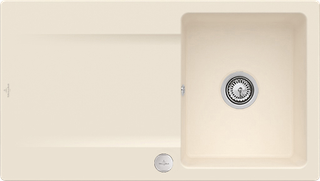 V&B Flächenbündige Spüle Siluet 50 Flat m Abl.garn, Exzenterbetätigung, ivory