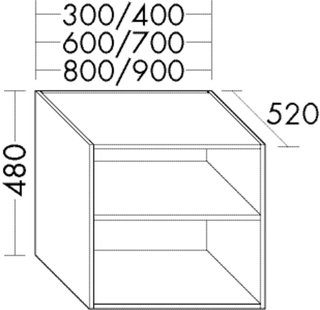 FORMAT Design Unterschrank WYCR 300x480x520mm, graph Softm., 2 off Fäch.