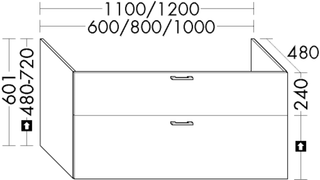 Burgbad Waschtischunterschrank sys30 100x60,1x48cm, Echo, 1 Schublade/Auszug