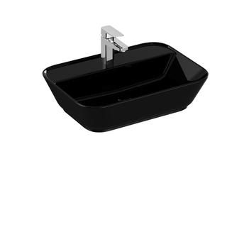 VitrA Aufsatzwaschtisch Geo 59,5x42,5cm, re, 1 HL mi, sw hgl, o. ÜL