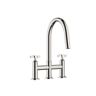 Dornbracht Dreiloch-Brückenarmatur VAIA Pull-d m Brausefkt., Ausl. 240mm, platin