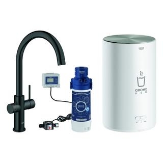 GROHE Spültisch-Einhebelmischer Red Duo C-Ausl, mit Boiler Größe M, velvet black