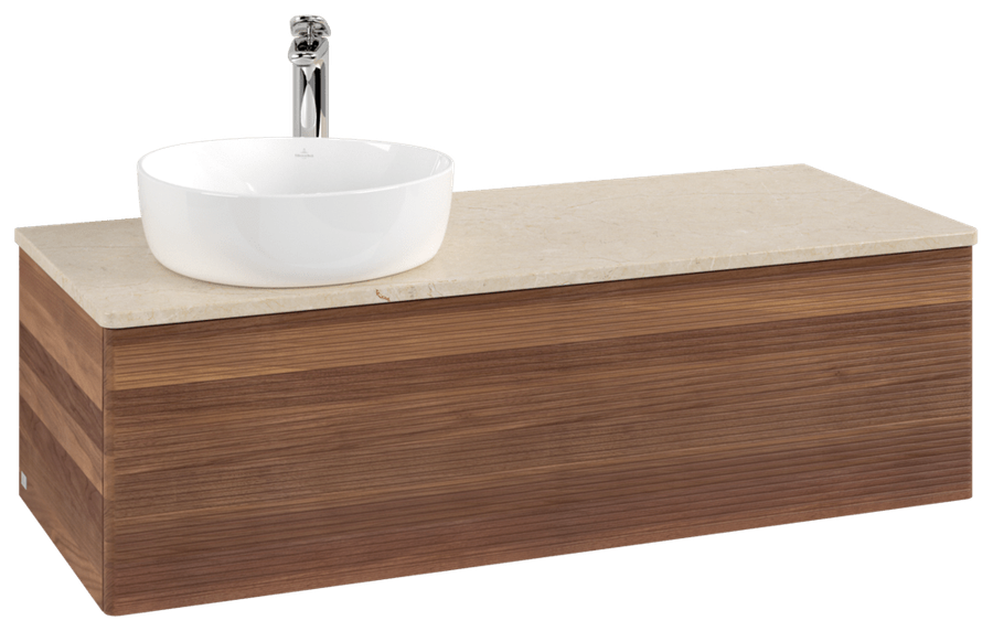 Artikelbild 2 des Artikels „V&B WT-Unterschrank m F-Struktur Antao 120x36x50cm, HL, WBP botti., w. wal Waschbeckenplattenfarbe botticino | warm walnut“