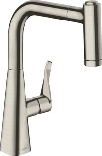 hansgrohe SPT-EHM 220 Metris M71 mit Ausziehbrause, 2jet, Edelstahl-Optik