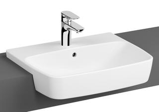 VitrA Halbeinbauwaschtisch Shift 55x45cm, m ÜL, 1 HL mitt., we hochglanz