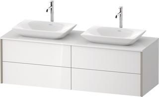 DU Konsolen-WTU wh. XViu 1600x509x550mm 4SK, TA beids., Weiß hgl, ES Nussb bs.