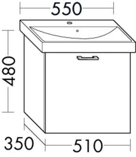 Burgbad Waschtischunterschrank Diago 50x48x35cm, Marm Dek. naturgr, 1 Auszug