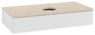 V&B WTU m F-Struktur -Beleuchtg. Antao 100x19x50cm, WBP botti., glo wh. Lac