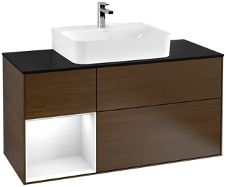 V&B Waschtisch-Unterschrank Finion 120cm, Pl b m, Rg l glo wh. Lac, wal ven