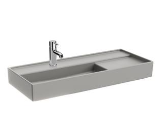 VitrA WT Compact-asymmetrisch ArchiPlan 90x38cm, B l, HL, Abl. re, steingrau ma