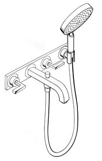 hansgrohe Fertigmontageset Axor Citterio UP-3-Loch-Wannenarmatur, mit Hebelgriffen