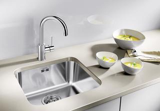 Blanco Becken SUPRA 400-U 43x43cm, ES Bürstf., o. Abl-Fernbed.
