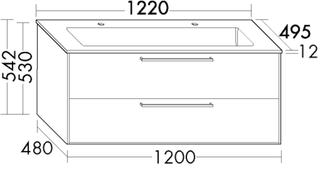 Burgbad Osera WT-Unterschrank-Set 122x49,5x54,2cm, 1 La., 1 A, m WT, Sch m
