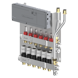 Danfoss Edelstahlverteiler SGCi m 6 Heizkreisen und Icon2 mit 230 V TWA