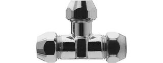 ASW T-Verschraubung 1/2"x12mm, MS verchromt, mit 3 Quetschen