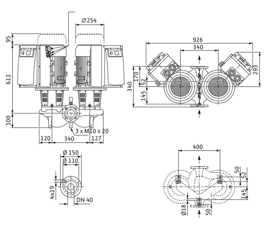 Artikelbild 3 des Artikels „Wilo Trockenläufer-Energiespar-Doppelp. CronoTwin DL-E 40/170-5,5/2-S1,DN40 “