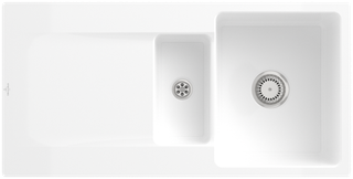 V&B bündige Spüle Siluet 60 R Flat mit Ablaufgarnitur, Handbetätigung, weiß