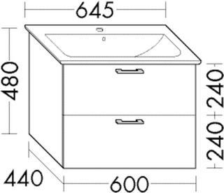 Burgbad Waschtischunterschrank Diago 60x48x44cm, rot Ultram., 1 Lade/1 Ausz.