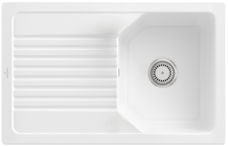 V&B Flächenbündige Spüle Linara 45 Flat m Abl.garn, Hand., sn white CeramicPlus