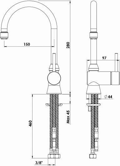 Artikelbild 3 des Artikels „KWC WT-Einhebelmischer Kuri Basic vc, Ausl. 140mm, Schwenkausl. 360 GrC verchromt“