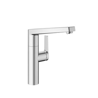 KWC Spültisch-Einhebelmischer DOMO E Ausl. 225mm, Edelstahl, Hebel seitlich