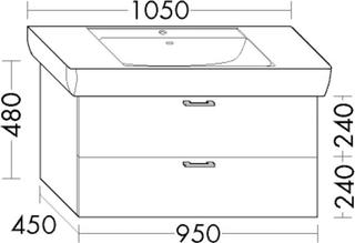 Burgbad Waschtischunterschrank Diago 95x48x45cm, 1 Lade/1 Ausz., gr Hochglanz
