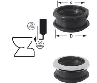 STEDO Mület-Trumpf-WC-Gummiverbinder d= 55mm, Rohr d= 45mm, weiß