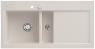 V&B Spüle Subway 60 li, m Abl.garn, Exzenter, crema C-plus