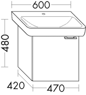 Burgbad Waschtischunterschrank sys30 48x47x42cm, 1 Tür, Sana