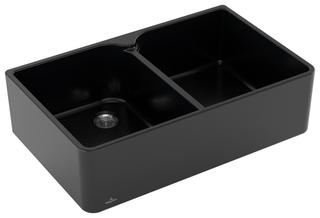 V&B Spülstein Doppelbecken 80 X m Abl.garn, Hand., ebony CeramicPlus