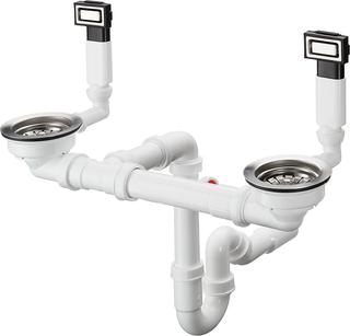 hansgrohe Ab- u. Überlaufgarnitur D15-10 Edelstahl, manuell, für Doppelbecken