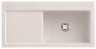 V&B bündige Spüle Subway 60 XL Flat Beck. re, m Abl.garn + Hand., crema