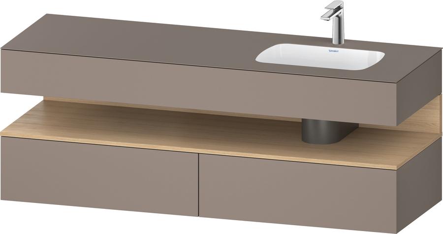 Artikelbild 1 des Artikels „Duravit EinbauWT-Möbel-Set Qatego 160x50x60cm, Kon-WTU, B re, Ei nat/b ma Becken rechts | Eiche Natur/Basalt matt“