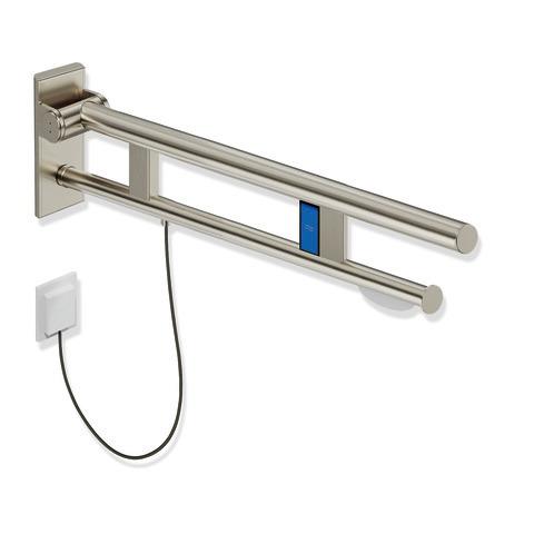 Artikelbild 1 des Artikels „HEWI Stützklappgriff System 900 PVD Duo Halt. + E-Spülausl., li, 762mm, ni. geb. links, 762 mm | PVD, nickel gebürstet“