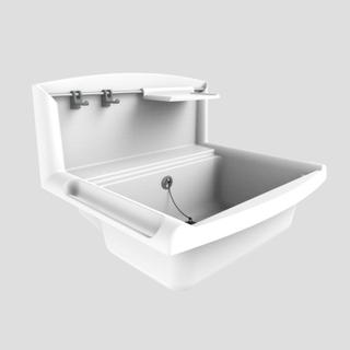 Sanit Funktionsbecken multiset 55x45cm, w, m Spritzsch-rückw. u Abl