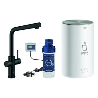 GROHE Spültisch-Einhebelmischer Red Duo L-Ausl., m Boiler Größe M, velvet black