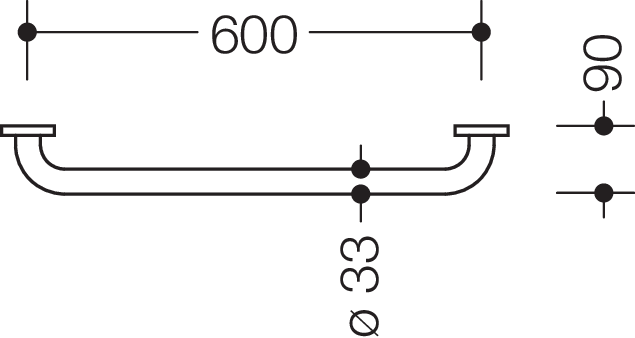 Artikelbild 4 des Artikels „HEWI Haltegriff 805 600mm, ES m gs, d 33mm, Ros. d 70mm 600 mm | Edelstahl matt geschliffen“