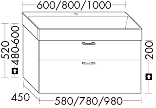 Burgbad Waschtischunterschrank sys30 78 x 52 x 45 cm, 1 Schublade/Auszug