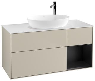 V&B Waschtisch-Unterschrank Finion 120cm, Pl wh. m, Reg bla m Lac, sa m Lac