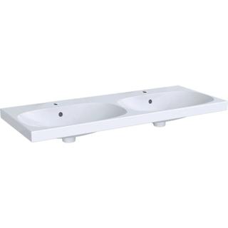 Geberit Doppel-Waschtisch Acanto 120 x 48,2 cm, mit Hahnlöchern, mit Überlauf