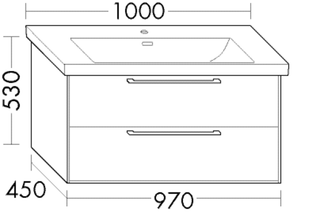 Burgbad Osera Waschtisch-Unterschrank 97x53x45cm, we m, 1 Schublade/1 Auszug