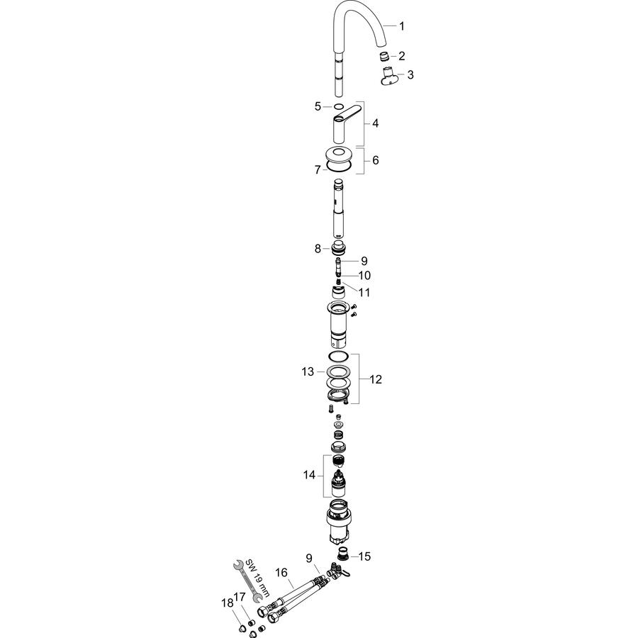 Artikelbild 7 des Artikels „hansgrohe WT-EHM Sel. 260 Axor One A 165mm, f AWT, m Pus-Op-Abl, chr chrom“
