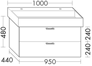 Burgbad Waschtischunterschrank sys30 95x48x44cm, Echo, 1 Schublade/1 Auszug