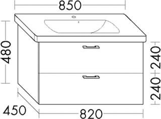 Burgbad Waschtischunterschrank Diago 82x48x45cm, 1 Ausz./1 Lade, li-grau Matt