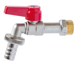 FORMAT Tec Kugelauslaufventil Typ 2300 3/4", MS vc, m SV, Hebel rot, PN 10