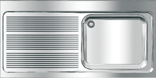 AR Gewerbespüle, MAXIMA, Edelstahl, 1400x432x700 mm, Tropfteil links