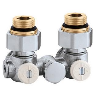 Caleffi Einrohr-Hahnblock HK.-Ans. 1/2" AG, An Klemmv. 3/4", Eckf.