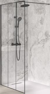 Kinedo Walk In Solo Design 90 Profil Schwarz Glas Atelier 6mm H200cm